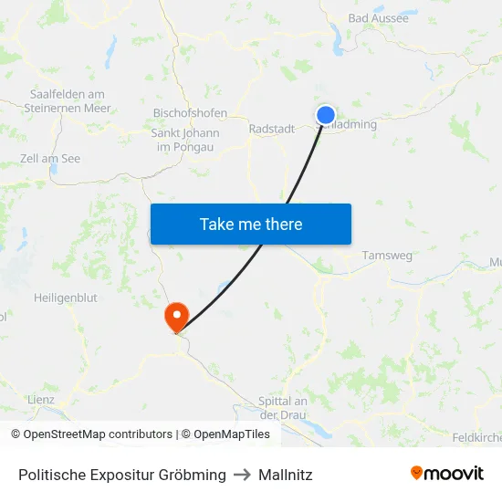 Politische Expositur Gröbming to Mallnitz map