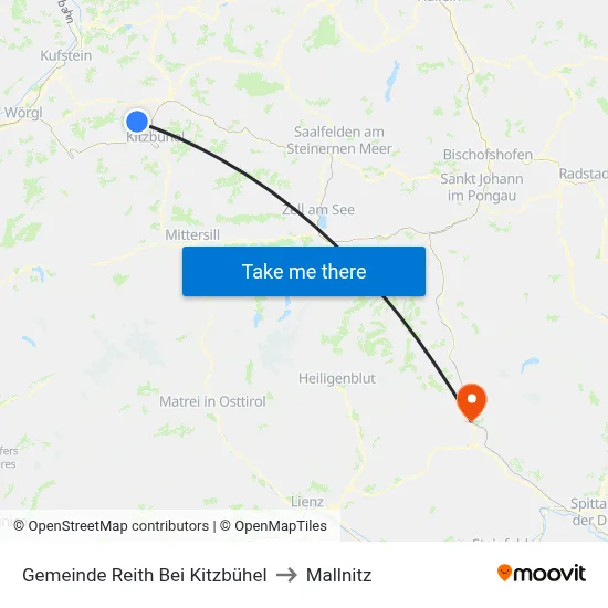 Gemeinde Reith Bei Kitzbühel to Mallnitz map