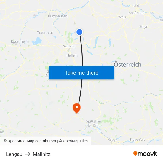 Lengau to Mallnitz map
