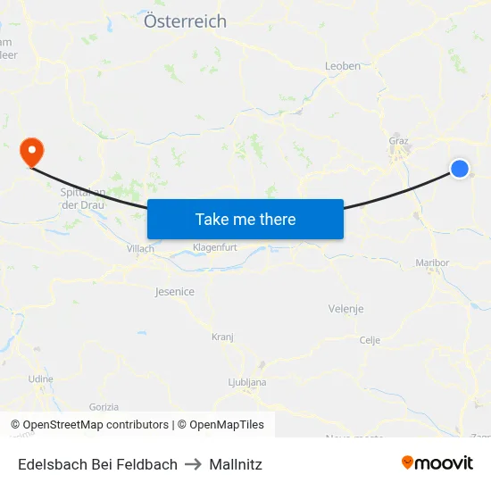 Edelsbach Bei Feldbach to Mallnitz map