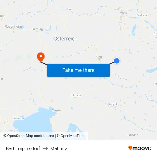 Bad Loipersdorf to Mallnitz map