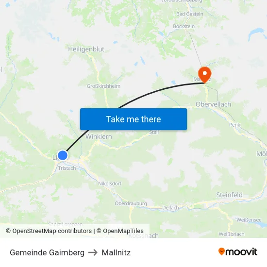 Gemeinde Gaimberg to Mallnitz map