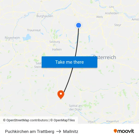Puchkirchen am Trattberg to Mallnitz map