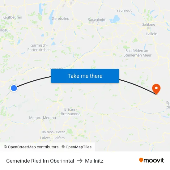 Gemeinde Ried Im Oberinntal to Mallnitz map