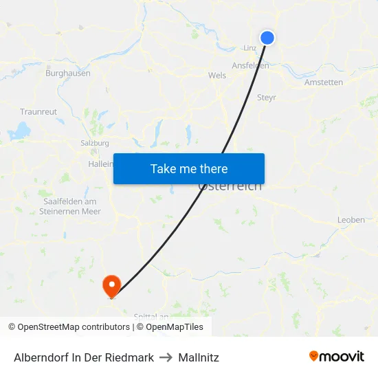 Alberndorf In Der Riedmark to Mallnitz map