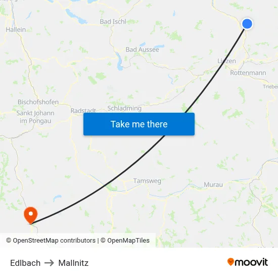 Edlbach to Mallnitz map