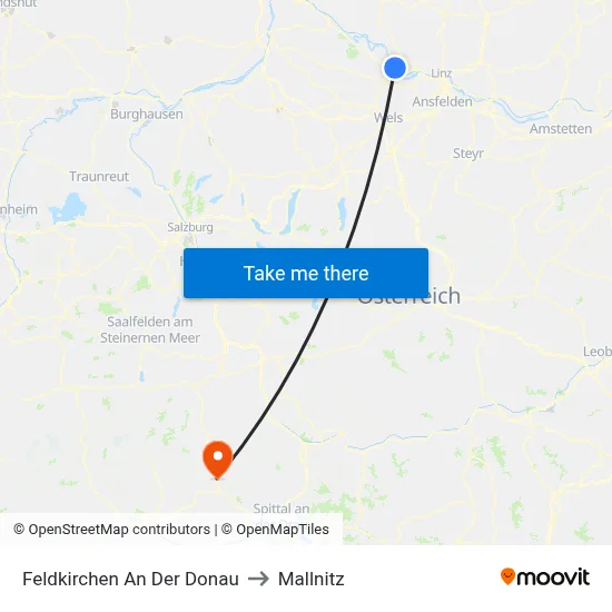 Feldkirchen An Der Donau to Mallnitz map