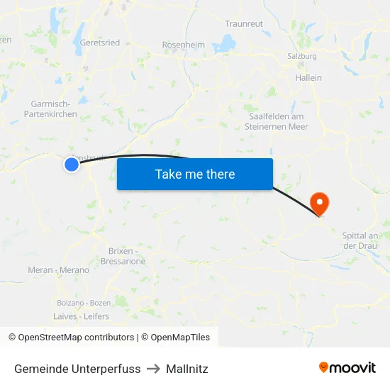 Gemeinde Unterperfuss to Mallnitz map