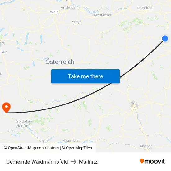 Gemeinde Waidmannsfeld to Mallnitz map