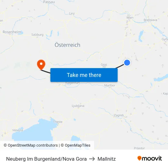 Neuberg Im Burgenland/Nova Gora to Mallnitz map
