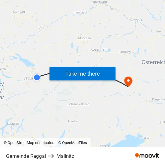 Gemeinde Raggal to Mallnitz map