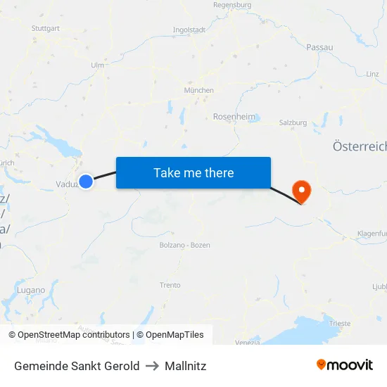 Gemeinde Sankt Gerold to Mallnitz map