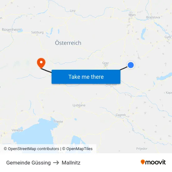 Gemeinde Güssing to Mallnitz map