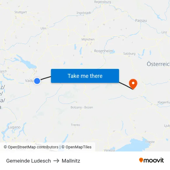 Gemeinde Ludesch to Mallnitz map