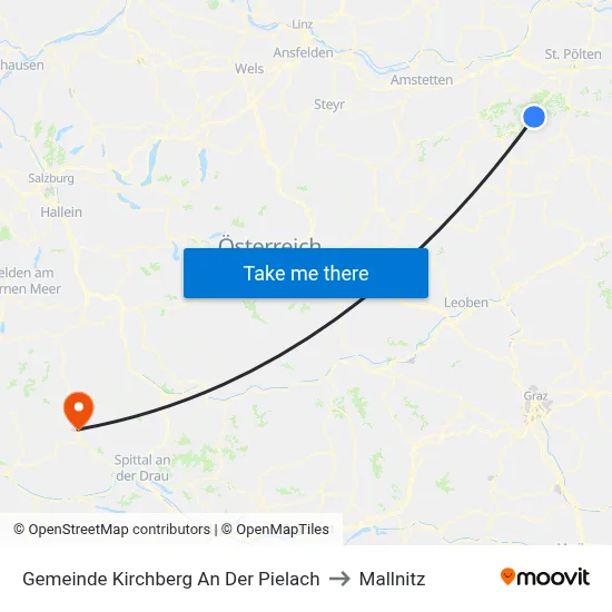 Gemeinde Kirchberg An Der Pielach to Mallnitz map