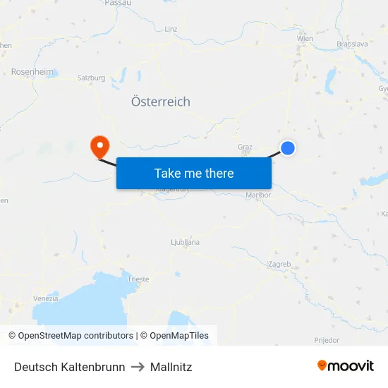 Deutsch Kaltenbrunn to Mallnitz map