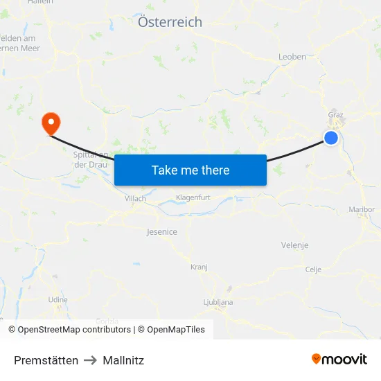 Premstätten to Mallnitz map