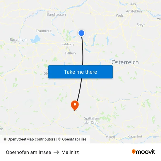 Oberhofen am Irrsee to Mallnitz map