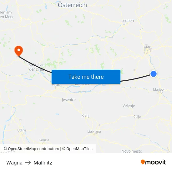 Wagna to Mallnitz map