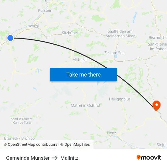Gemeinde Münster to Mallnitz map
