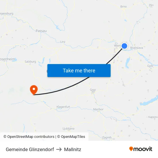 Gemeinde Glinzendorf to Mallnitz map