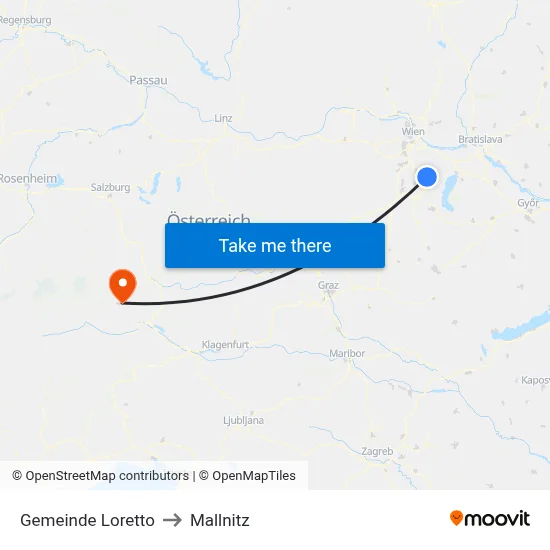 Gemeinde Loretto to Mallnitz map