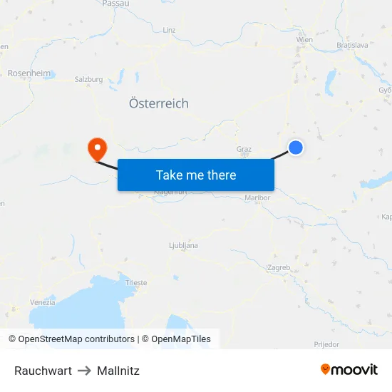 Rauchwart to Mallnitz map