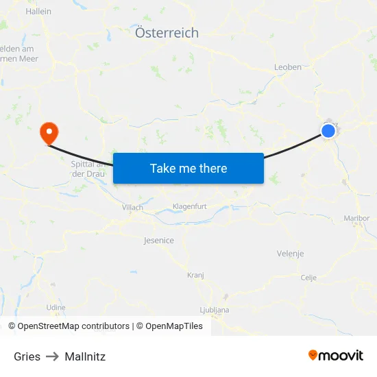 Gries to Mallnitz map