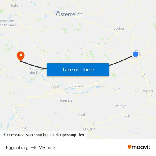 Eggenberg to Mallnitz map