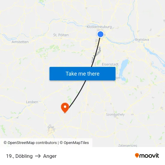 19., Döbling to Anger map