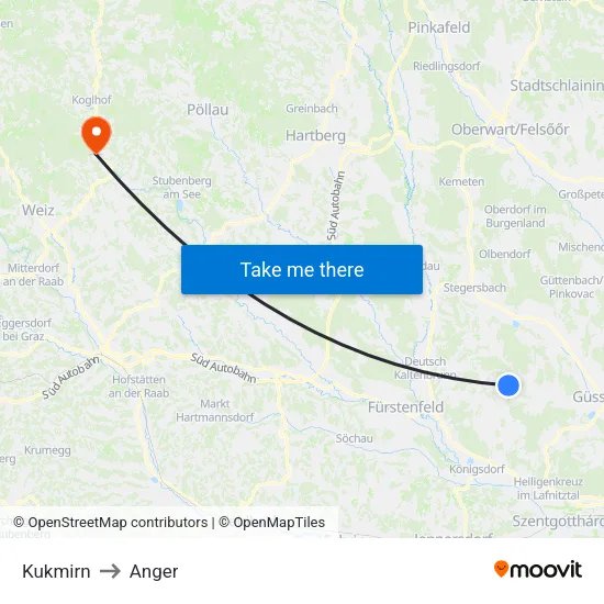 Kukmirn to Anger map