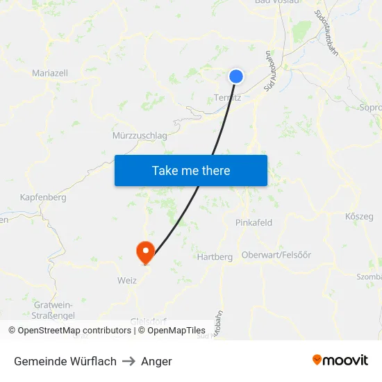 Gemeinde Würflach to Anger map