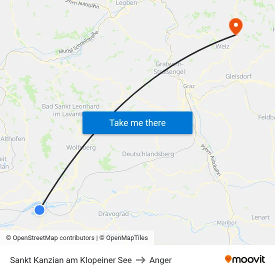 Sankt Kanzian am Klopeiner See to Anger map