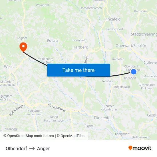 Olbendorf to Anger map