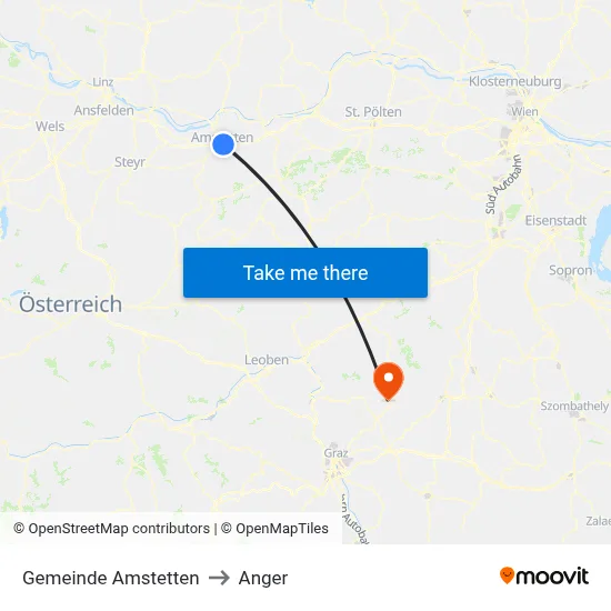 Gemeinde Amstetten to Anger map