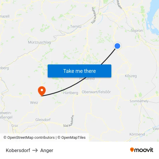 Kobersdorf to Anger map