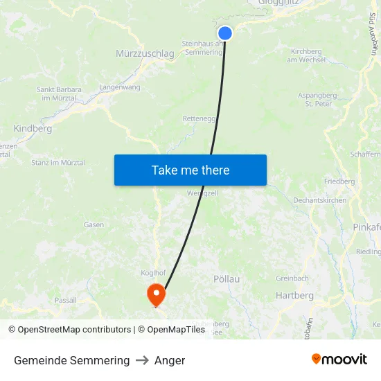 Gemeinde Semmering to Anger map