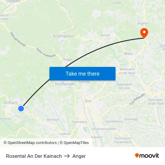 Rosental An Der Kainach to Anger map