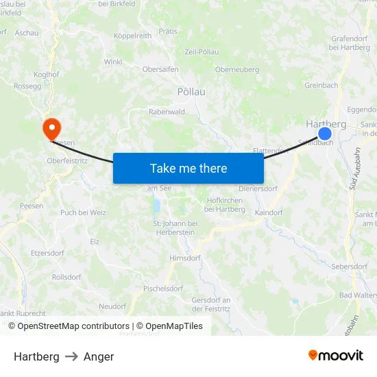 Hartberg to Anger map