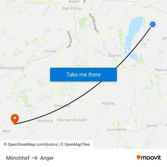 Mönchhof to Anger map