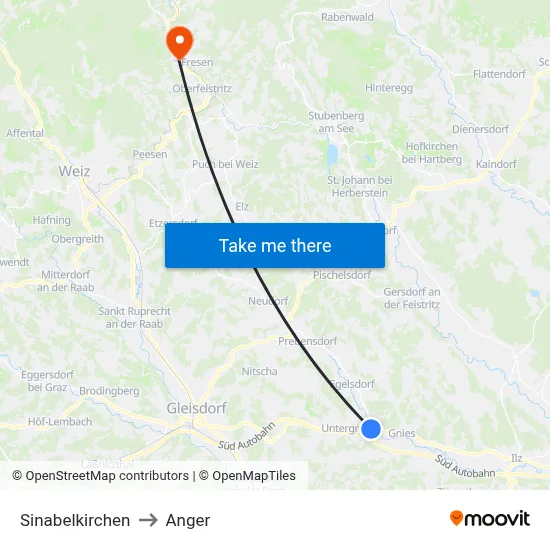 Sinabelkirchen to Anger map