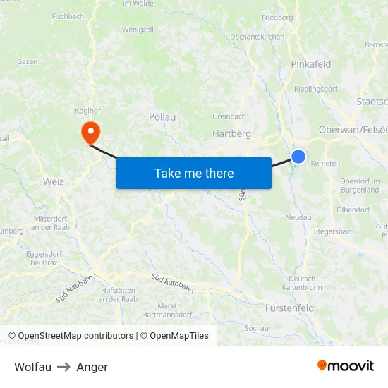 Wolfau to Anger map