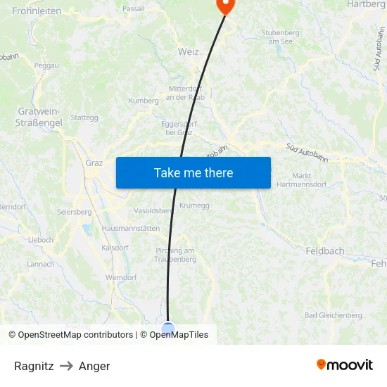 Ragnitz to Anger map