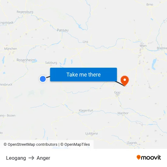 Leogang to Anger map