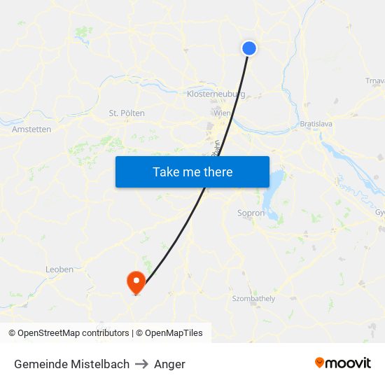 Gemeinde Mistelbach to Anger map