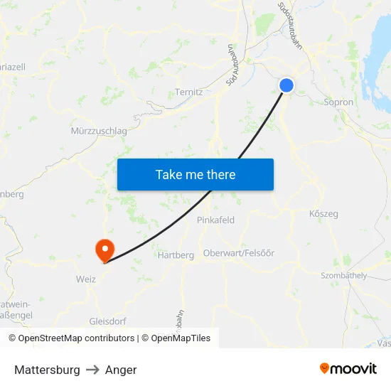 Mattersburg to Anger map