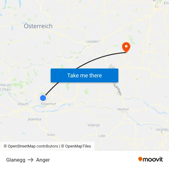 Glanegg to Anger map