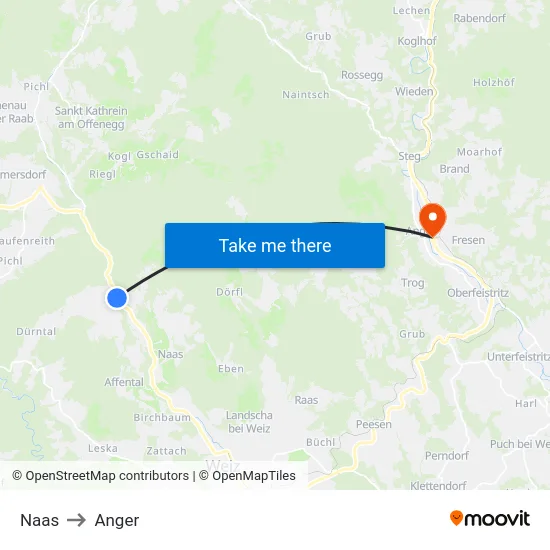 Naas to Anger map