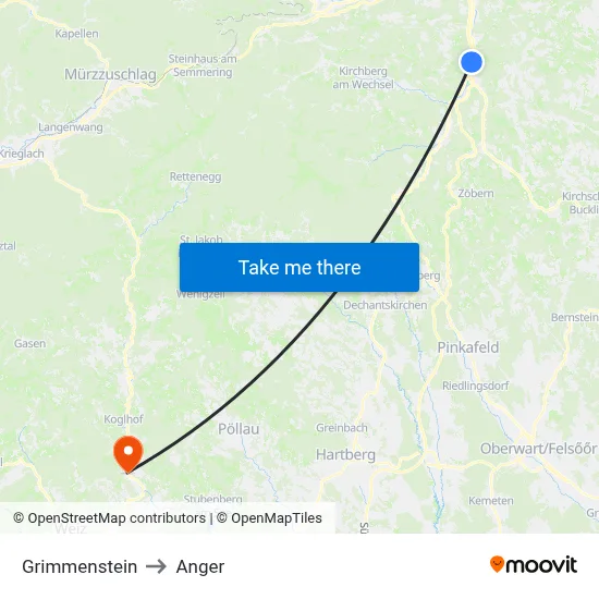 Grimmenstein to Anger map