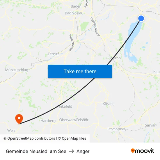 Gemeinde Neusiedl am See to Anger map